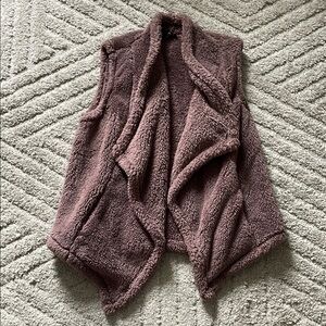 Jones New York Cozy Plum Brown Sherpa Vest